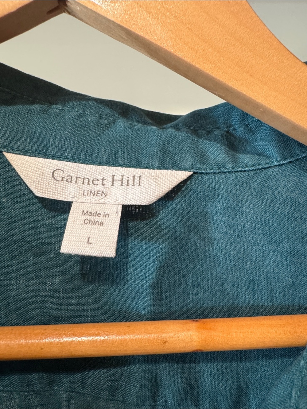 Garnet Hill Teal Linen Shirt - Picture 2 of 5